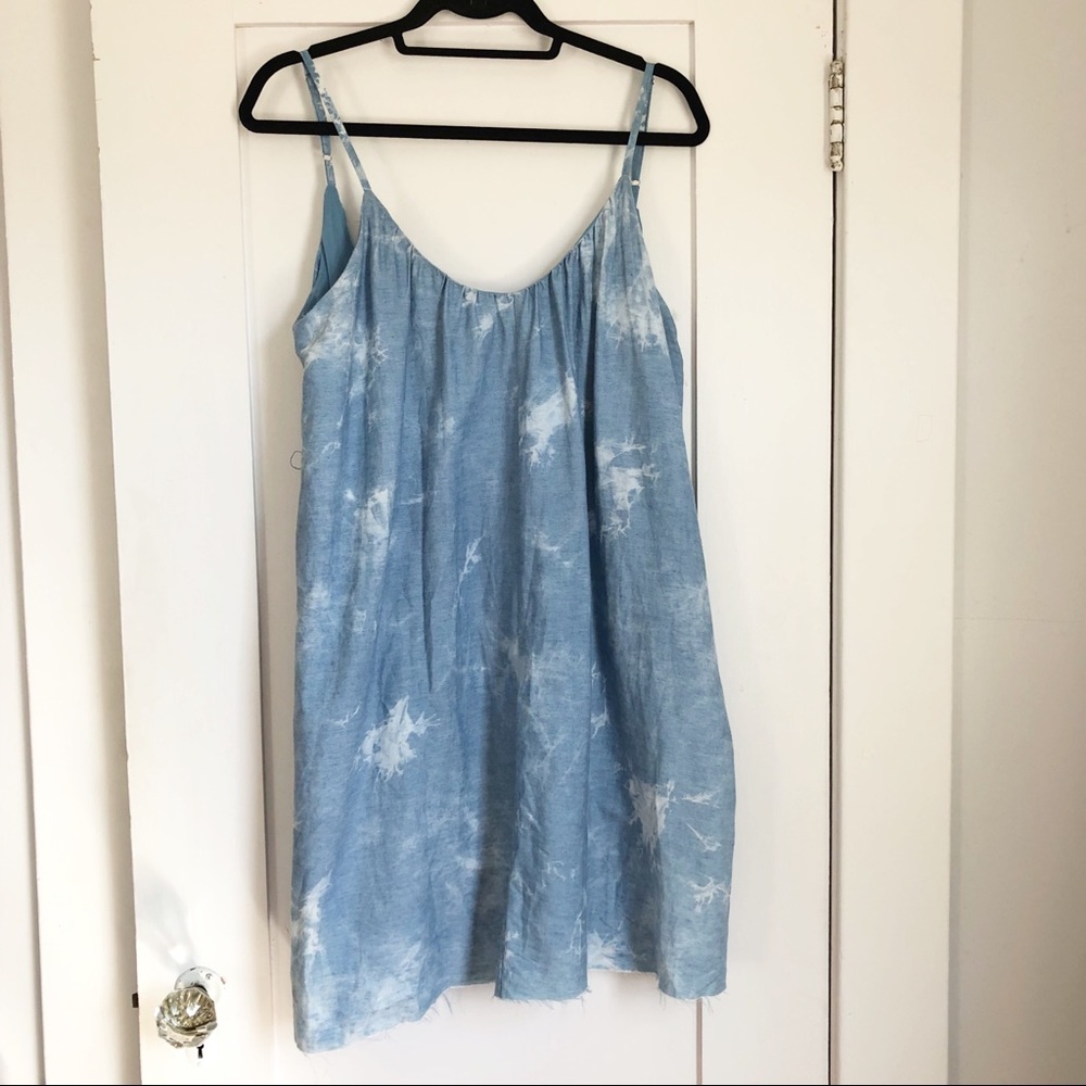 Line & Dot Blue Tie Dye Mini Dress